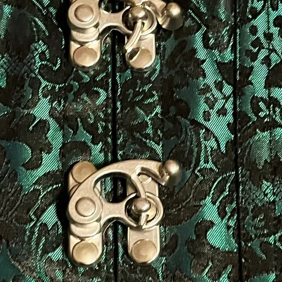 Elegant Green Brocade Full Corset with Metal Hook Clasps NWT - Picture 4 of 9